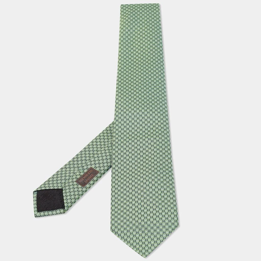 Hermes Hermes Green H Love Jacquard Silk Tie 1