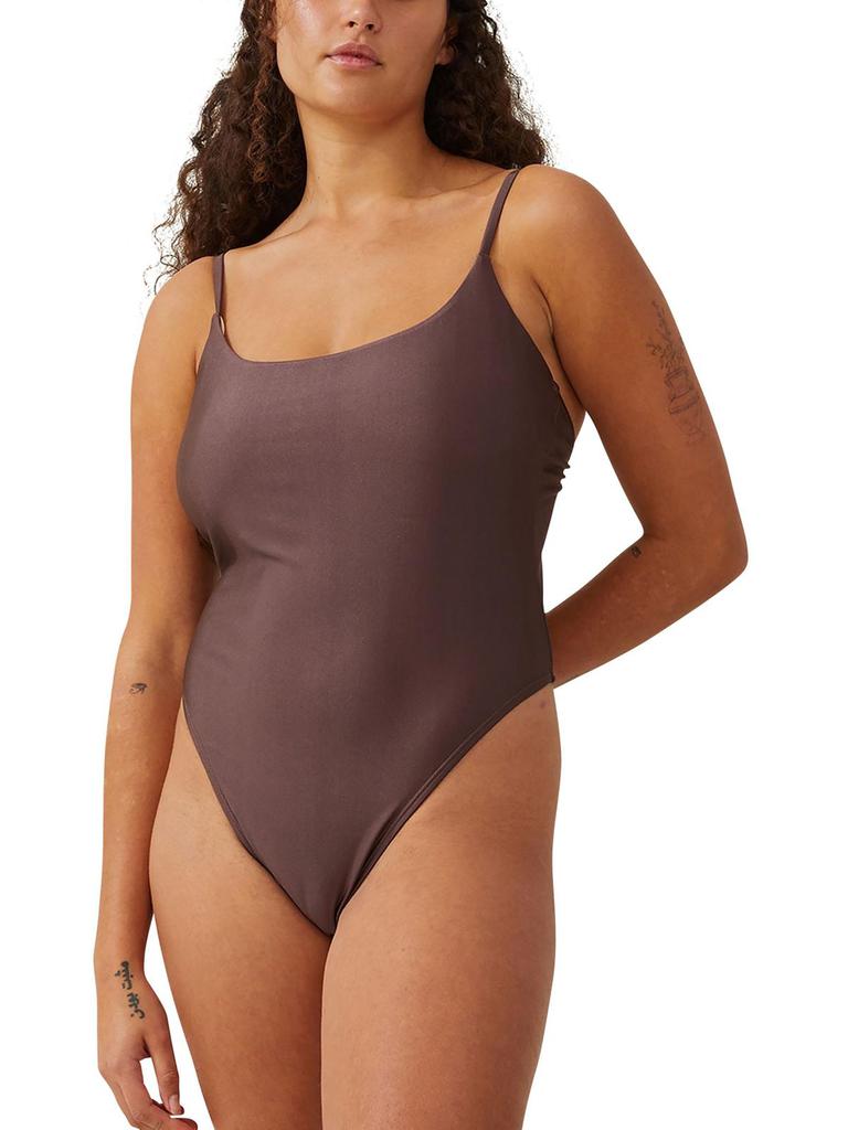 Cotton On Womens Solid Scoop Neck One-Piece Swimsuit