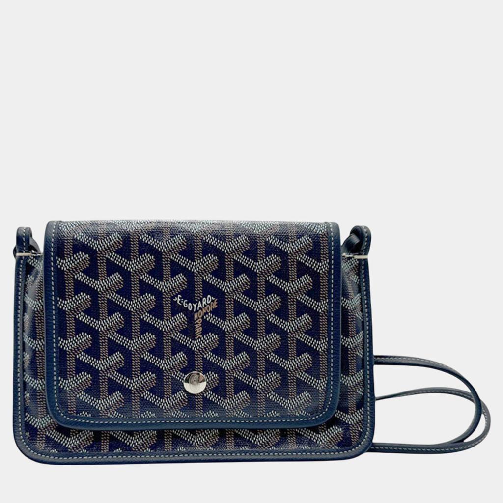 Goyard Goyard Navy Goyardine Canvas Plumet Pocket Wallet