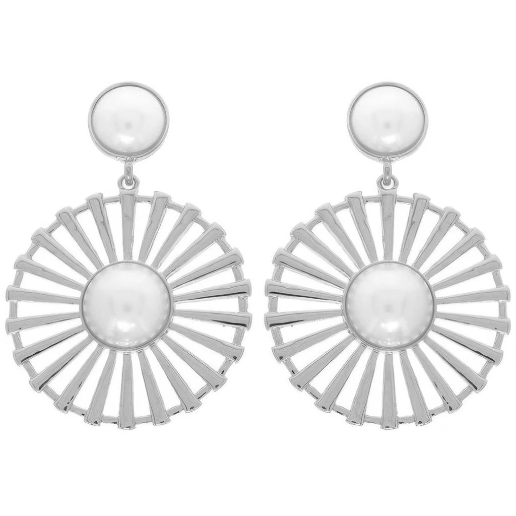 TRUEDAMES Radial Pattern Floral Pearl Earrings