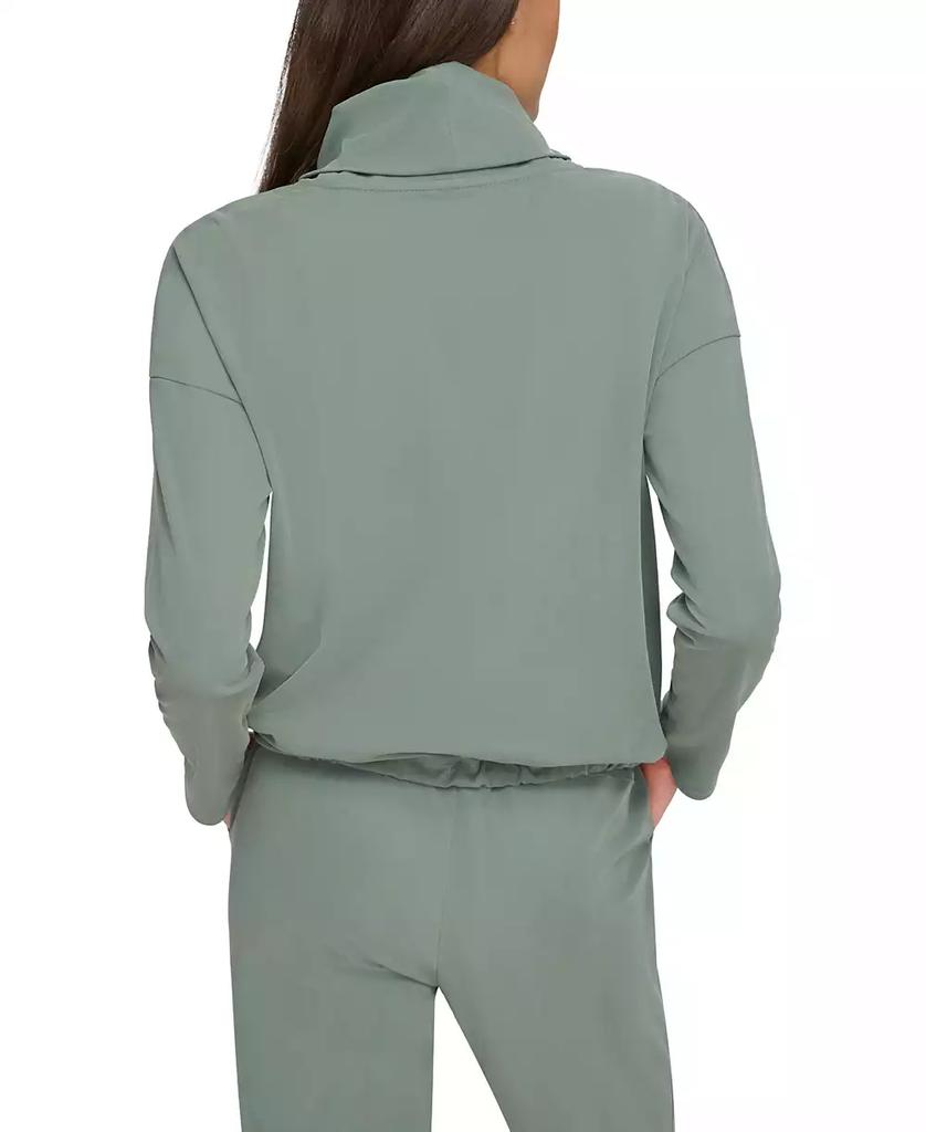 Marc New York by Andrew Marc Women's Sueded Pique Cowl Neck Top with Drawstring Waistband