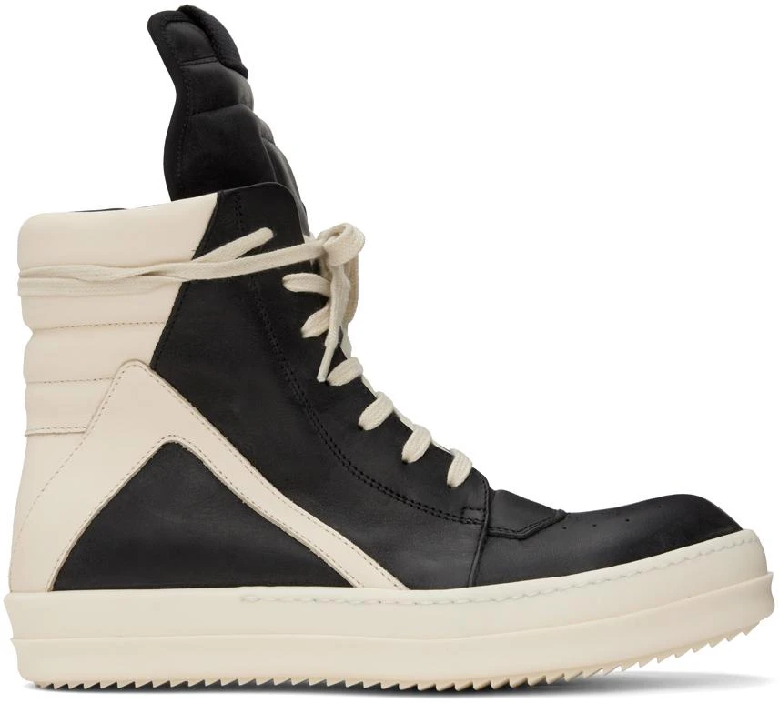 Rick Owens Black & Off-White Geobasket Sneakers 1