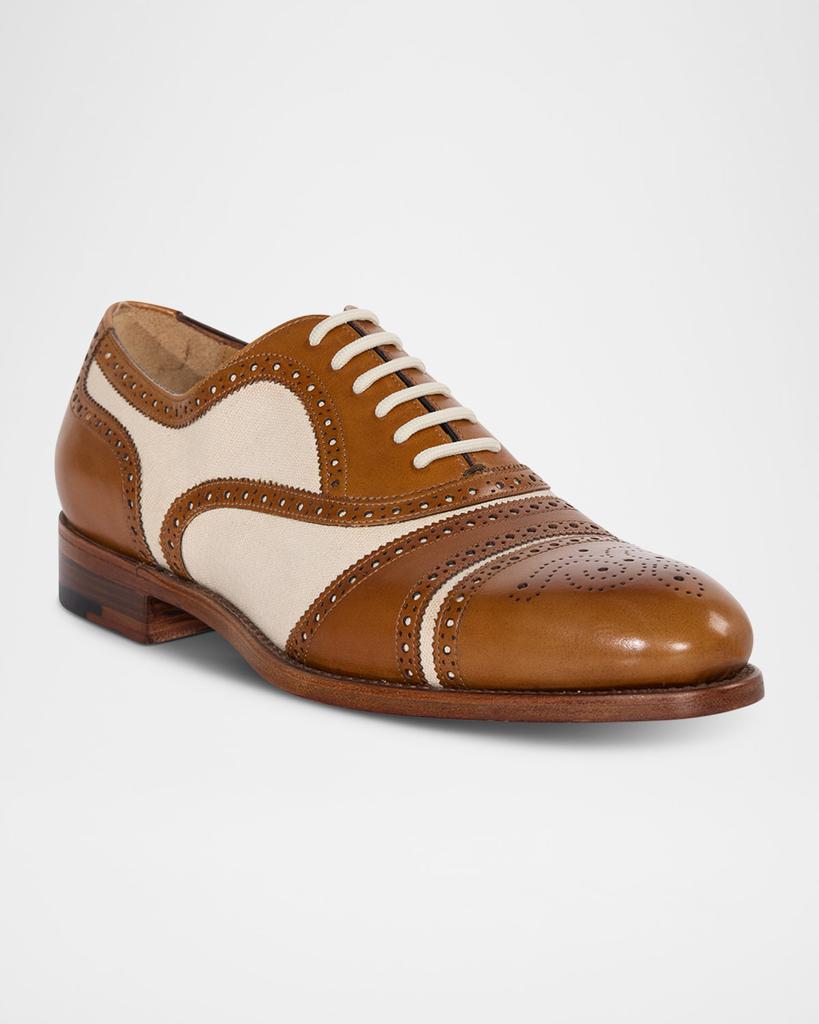 Paul Stuart Men's Specter Canvas and Brogue Leather Derby Shoes