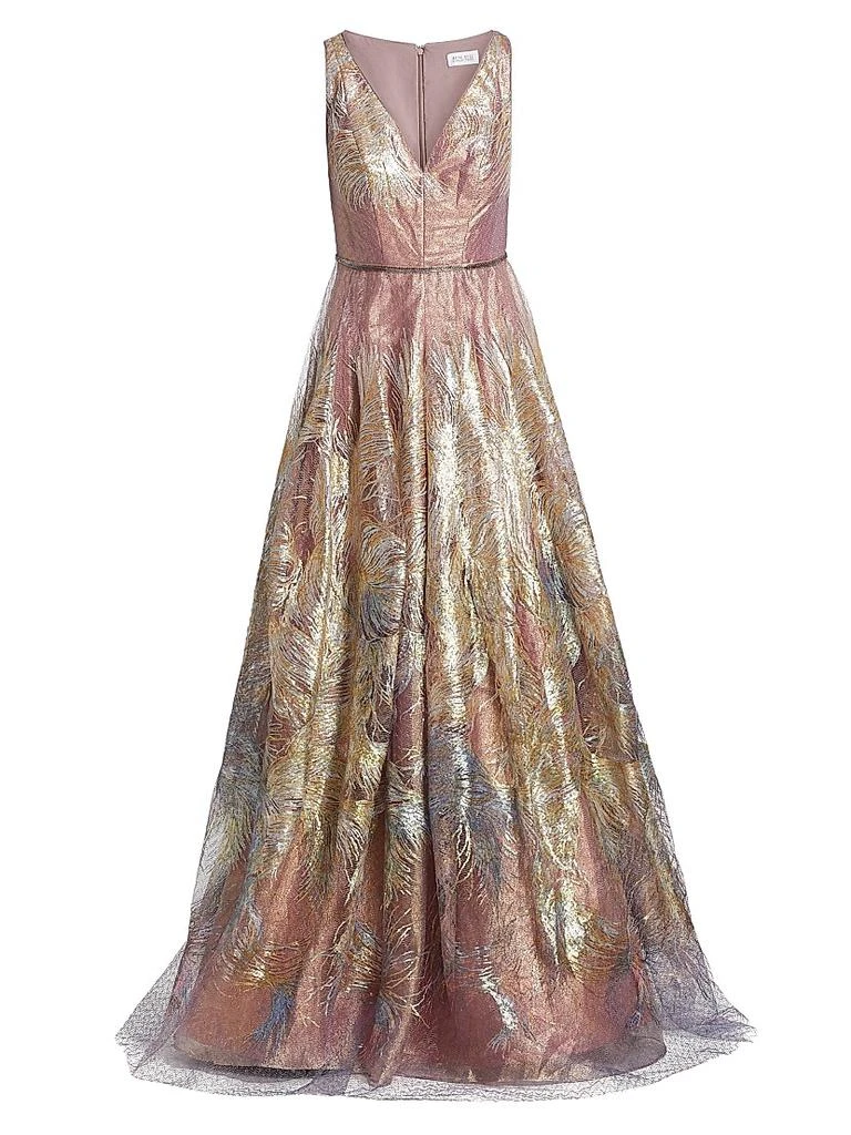 Rene Ruiz Collection Feather Jacquard Fit-&-Flare Gown 1