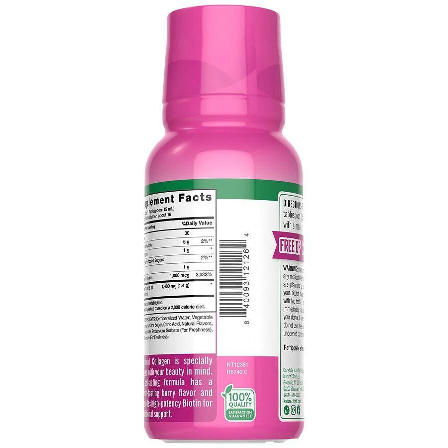 Nature's Truth Beauty Formula Liquid Collagen with Amino Acid Protein + Biotin Berry 3