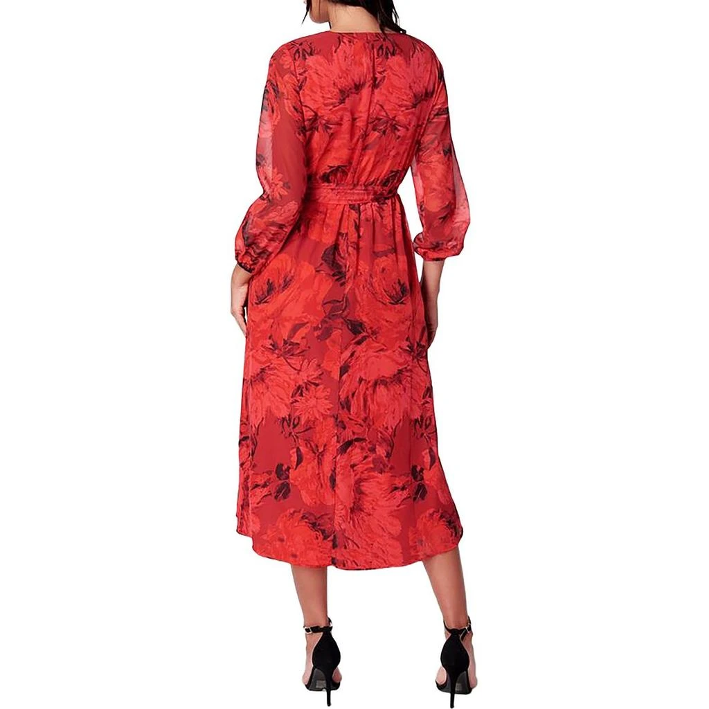 Bebe Womens Chiffon Faux Wrap Midi Dress 2