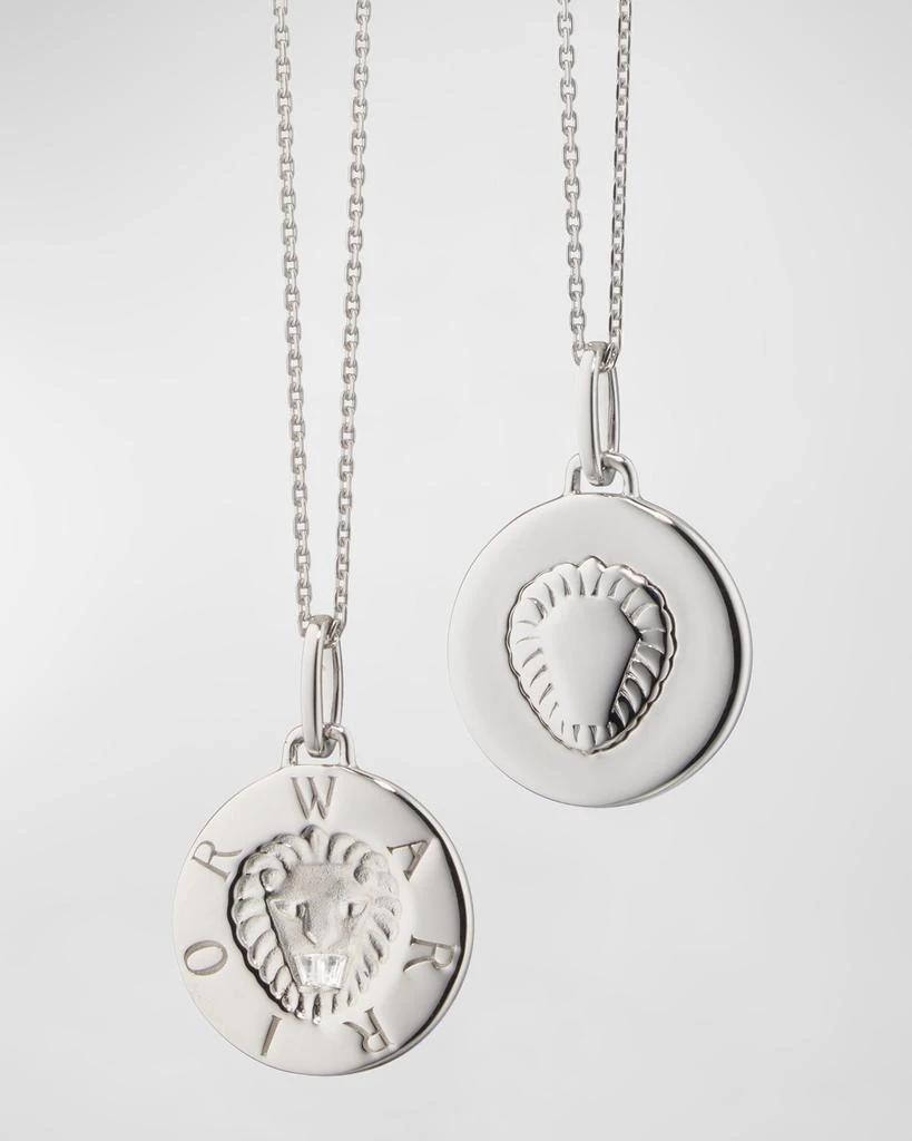 Monica Rich Kosann Sterling Silver Warrior Lion Intaglio Charm Necklace with White Sapphire 1