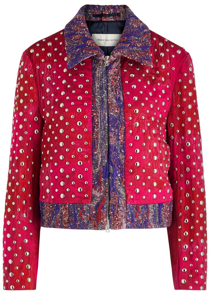 Dries Van Noten Vurano HF1544 stud-embellished woven jacket