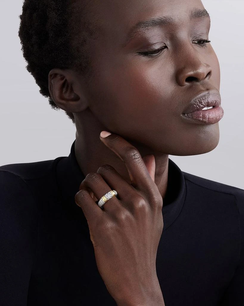 LAGOS Two Tone Signature Caviar Diamond Ring, 0.266 tcw 2