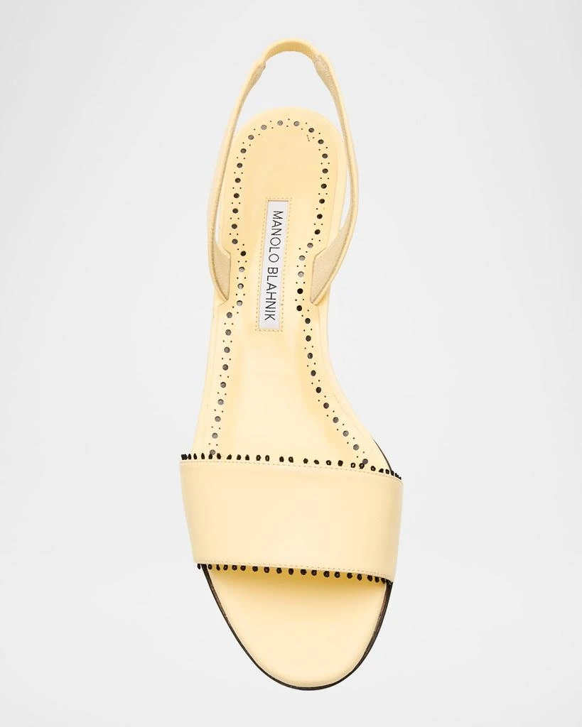 Manolo Blahnik Patobar Leather Slingback Sandals 7