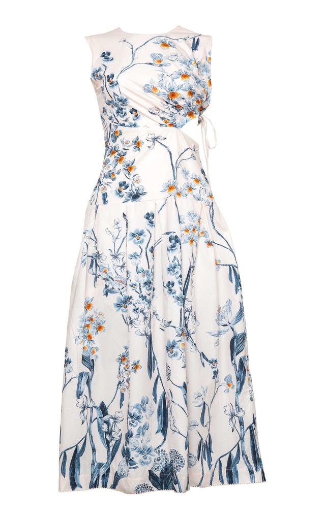 Agua by Agua Bendita Agua by Agua Bendita - Otoño Petalo Cutout Cotton Poplin Midi Dress - Ivory - XS - Moda Operandi