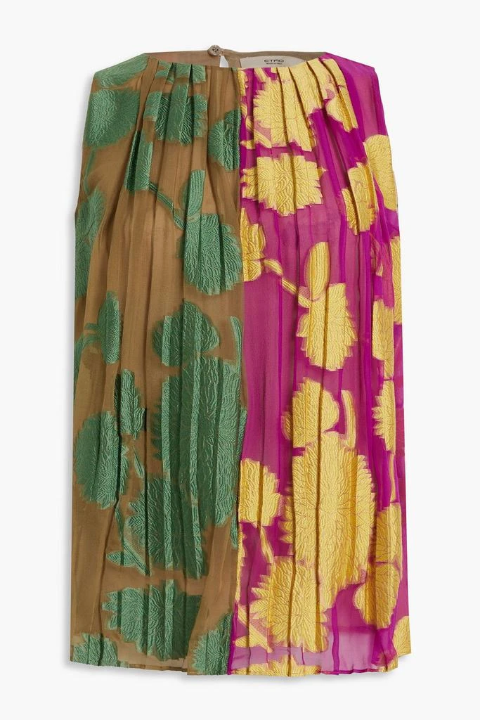 ETRO Pleated fil coupé cotton and silk-blend top 1