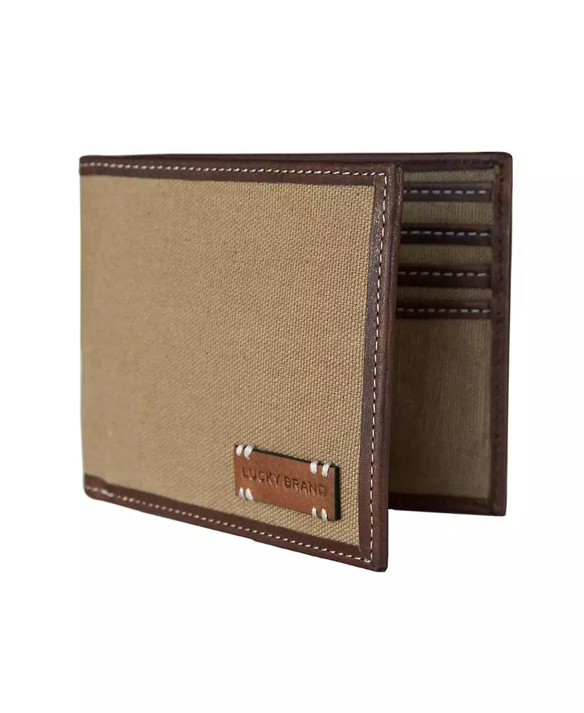 Lucky Brand Men's Canvas with Leather Trim Bifold Wallet 6