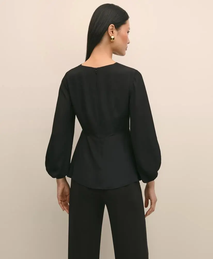 Brooks Brothers Crepe V-Neck Peplum Blouse 4