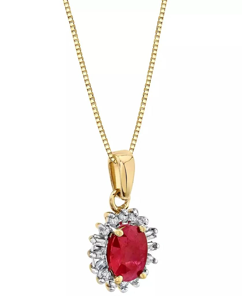 Macy's Ruby (1 ct. t.w.) & Diamond (1/5 ct. t.w.) Halo 18" Pendant Necklace in 10k Gold 2