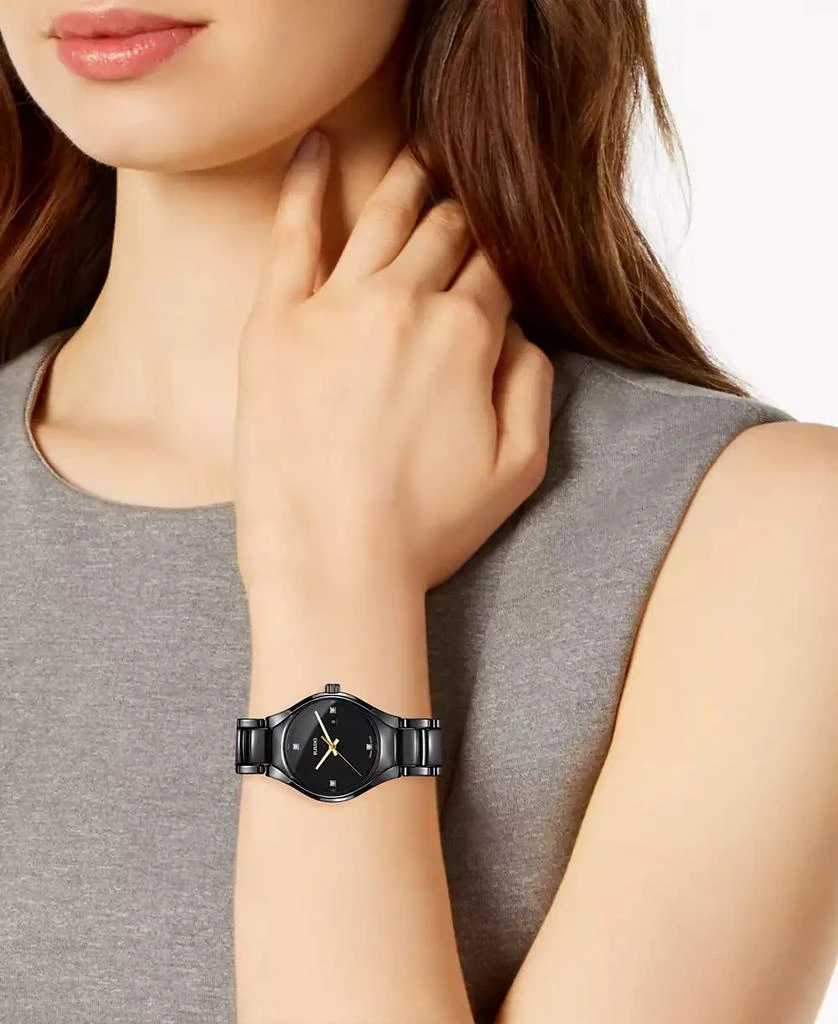 Rado Women's Swiss True Diamond Accent Black High-Tech Ceramic Bracelet Watch 30mm R27059712 2