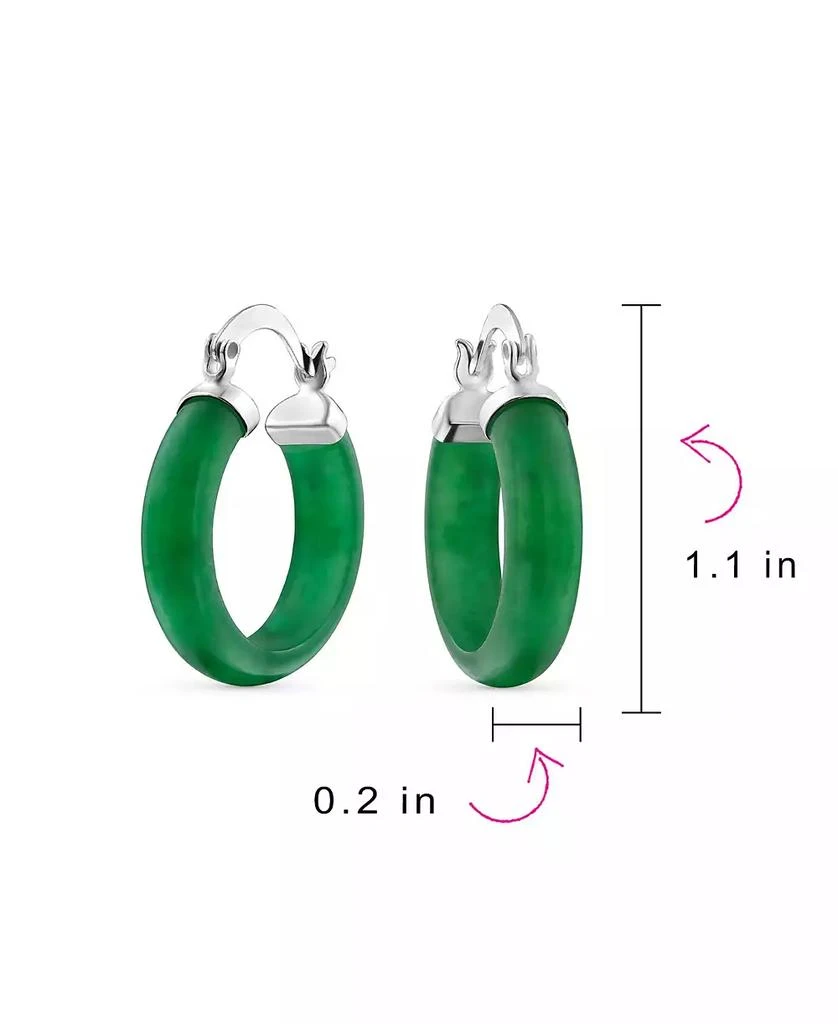 Bling Jewelry Classic Green Jade Round Tube Hoop Earrings .925 Sterling Silver .75 Inch Diameter 4