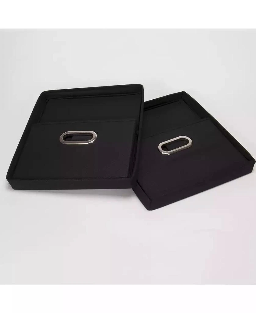 Household Essentials Storage Bins with Lids and Chromed Grommet Handles, Set of 2, Black 5