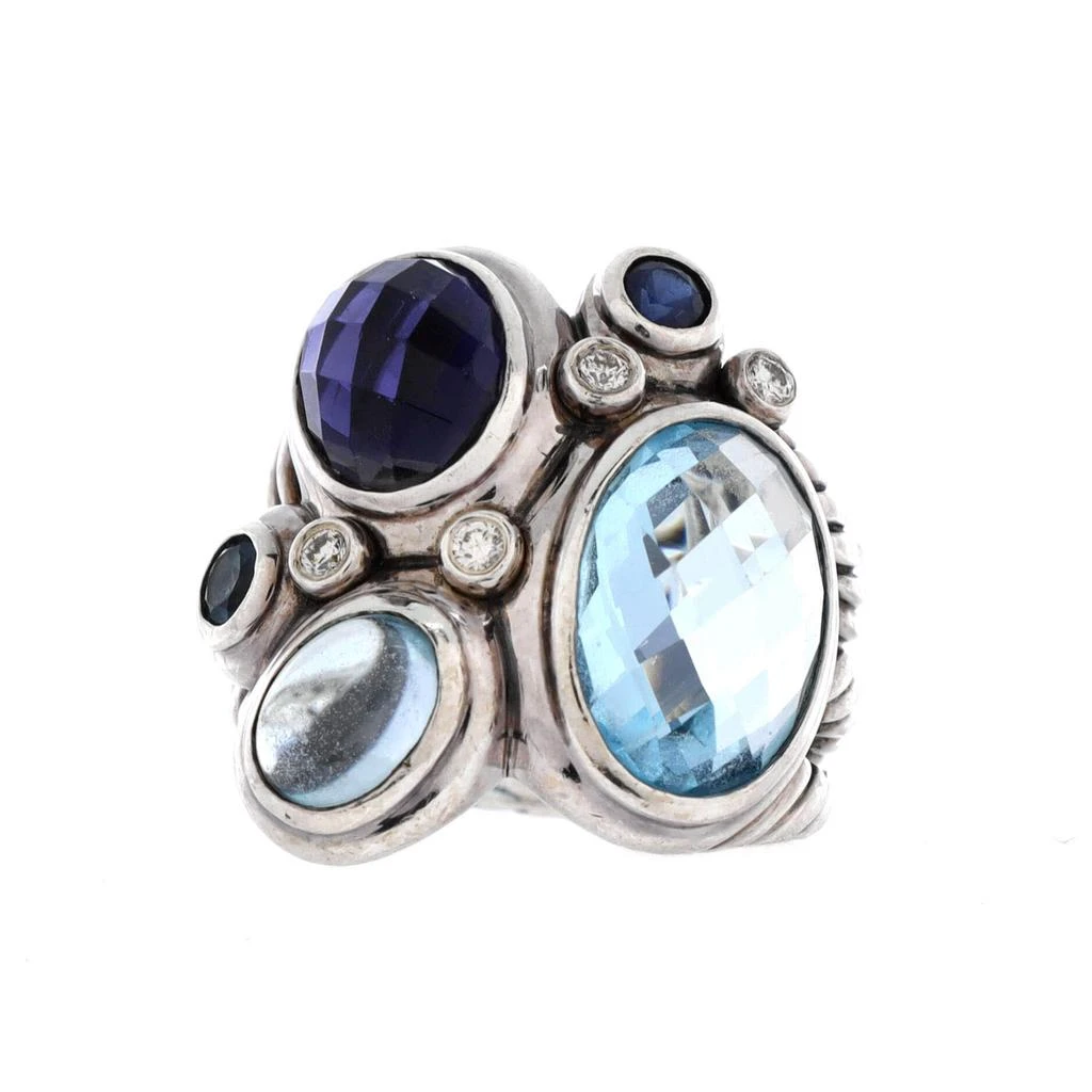 David Yurman Multistone Mosaic Ring Sterling Silver with Gemstones and Diamonds