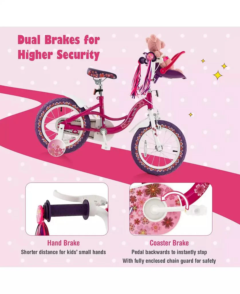 Mecale 14 Inch Kids Bike with Doll Seat and Removable Training Wheels 6
