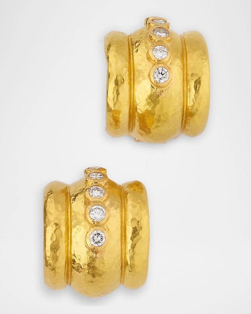 Elizabeth Locke 19K Amalfi Diamond Gold Huggie Earrings 1