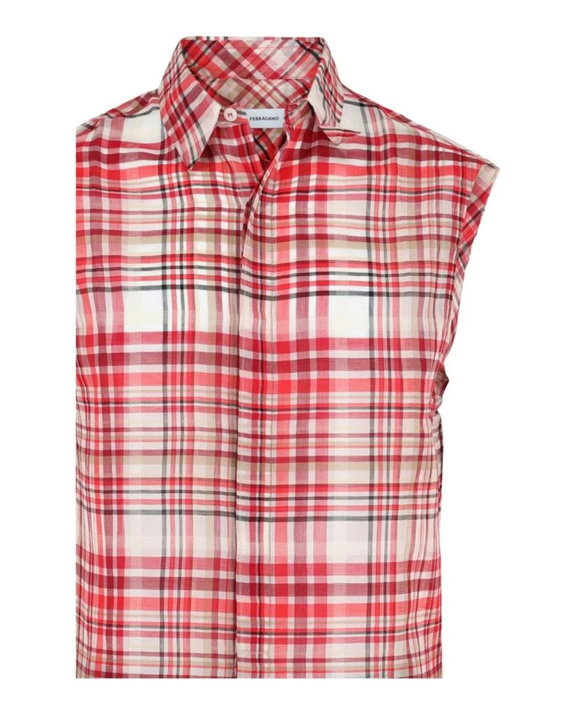 Salvatore Ferragamo Plaid Print Sleeveless Shirt 3