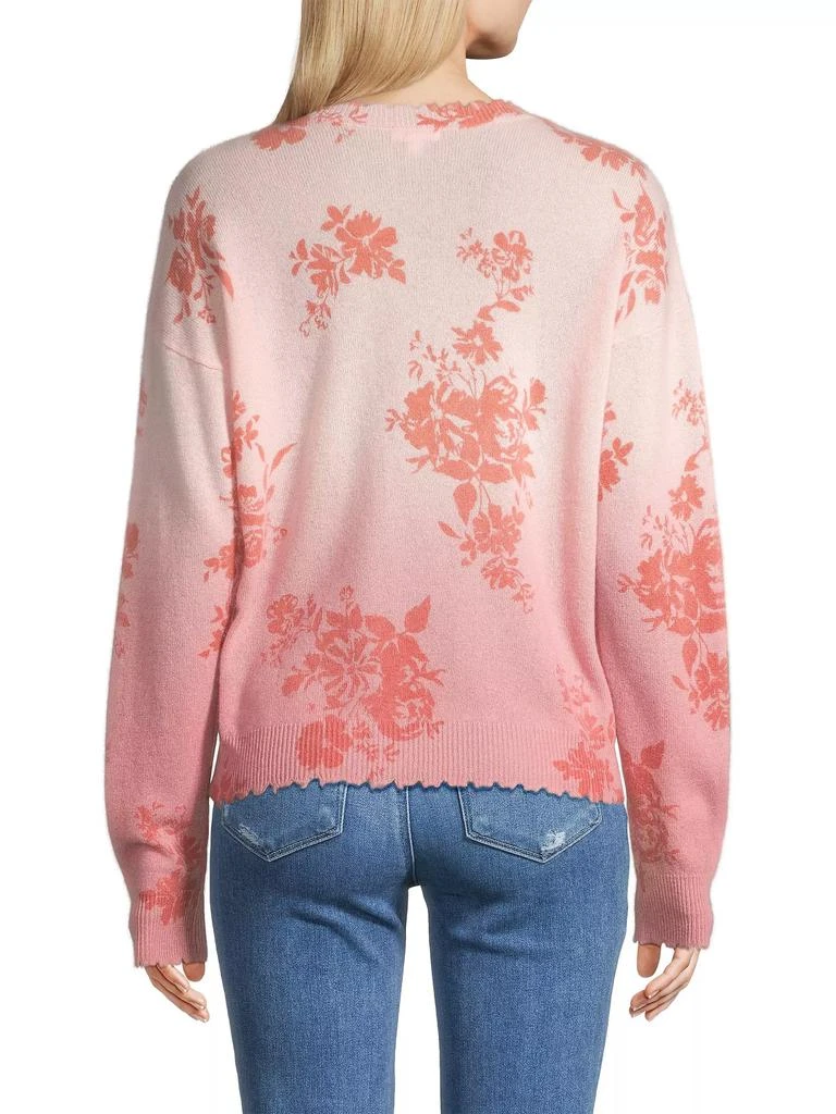 Minnie Rose Cashmere Ombré Floral V-Neck Sweater 5