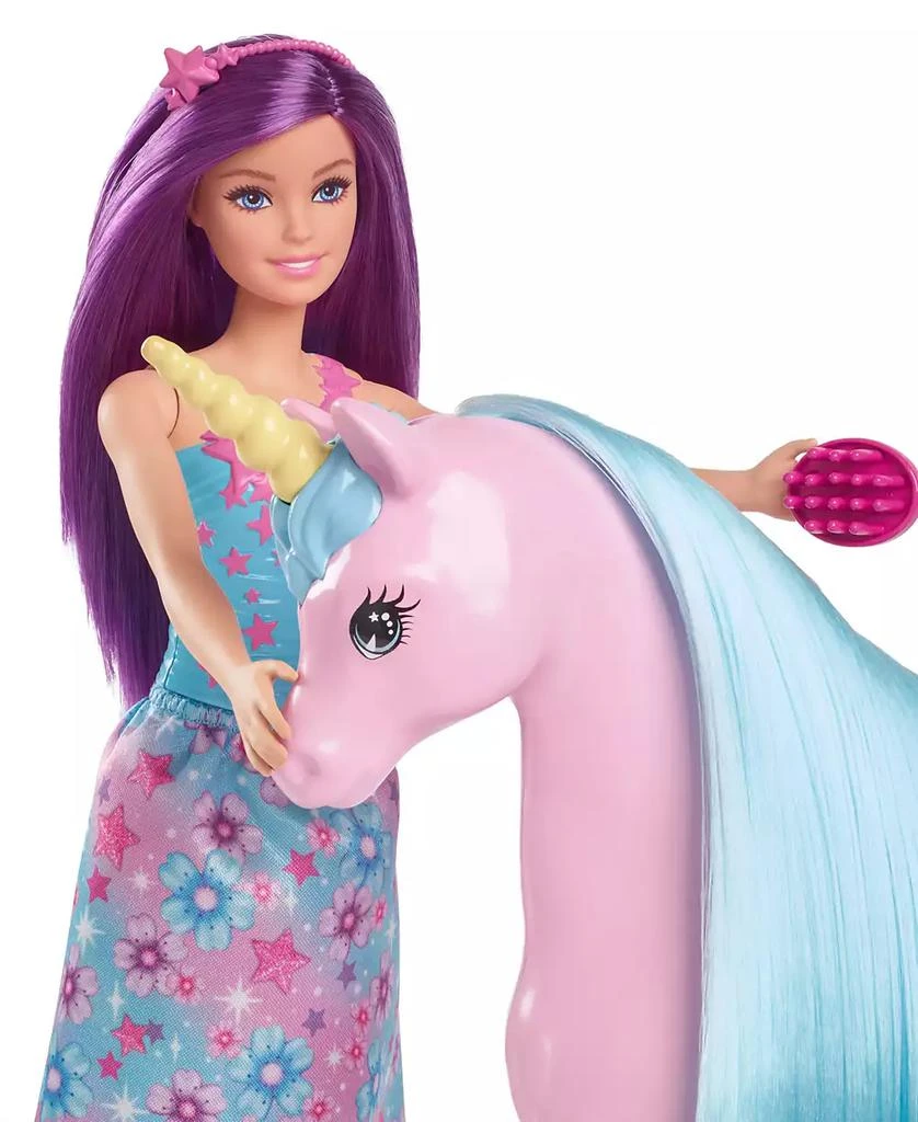 Barbie Fantasy Doll & Unicorn Toy Set - Includes Saddle, Brush, & Accessories 5