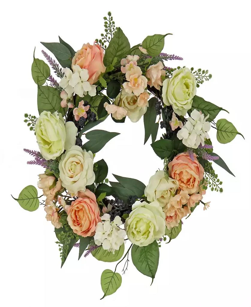 National Tree Company 24 Rose and Peony Flowers Wreath 1