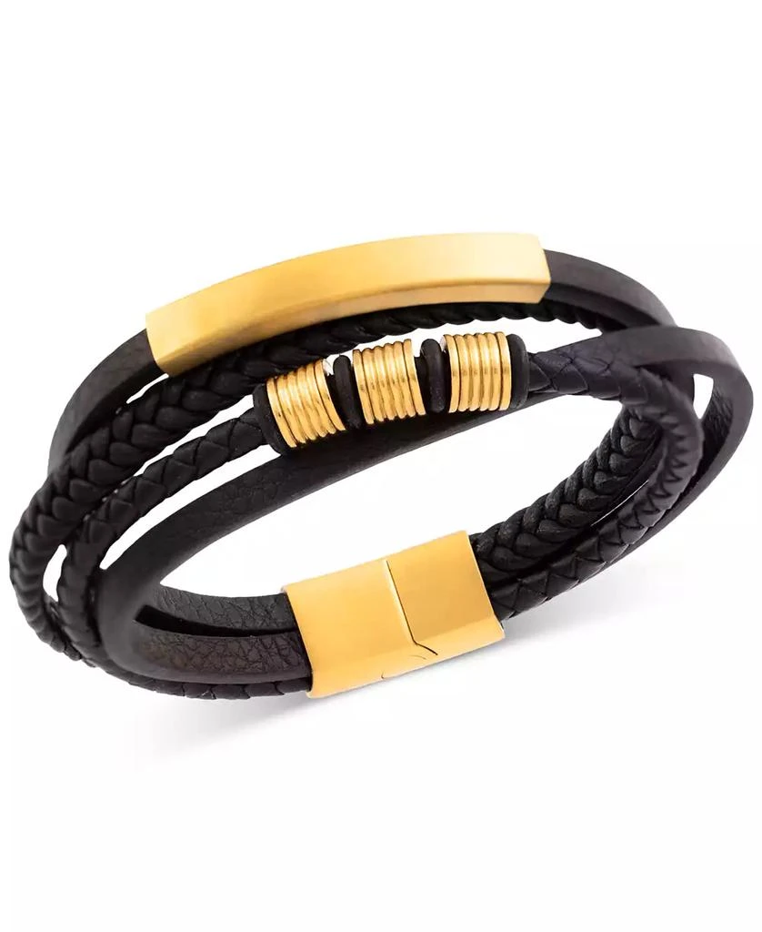 LEGACY for MEN by Simone I. Smith Men
s Multirow Black Fiber Bracelet in Gold-Tone Ion-Plated Stainless Steel 3