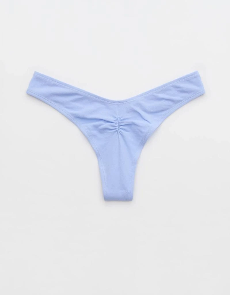 Aerie Superchill Cotton Ruched Thong Underwear 1
