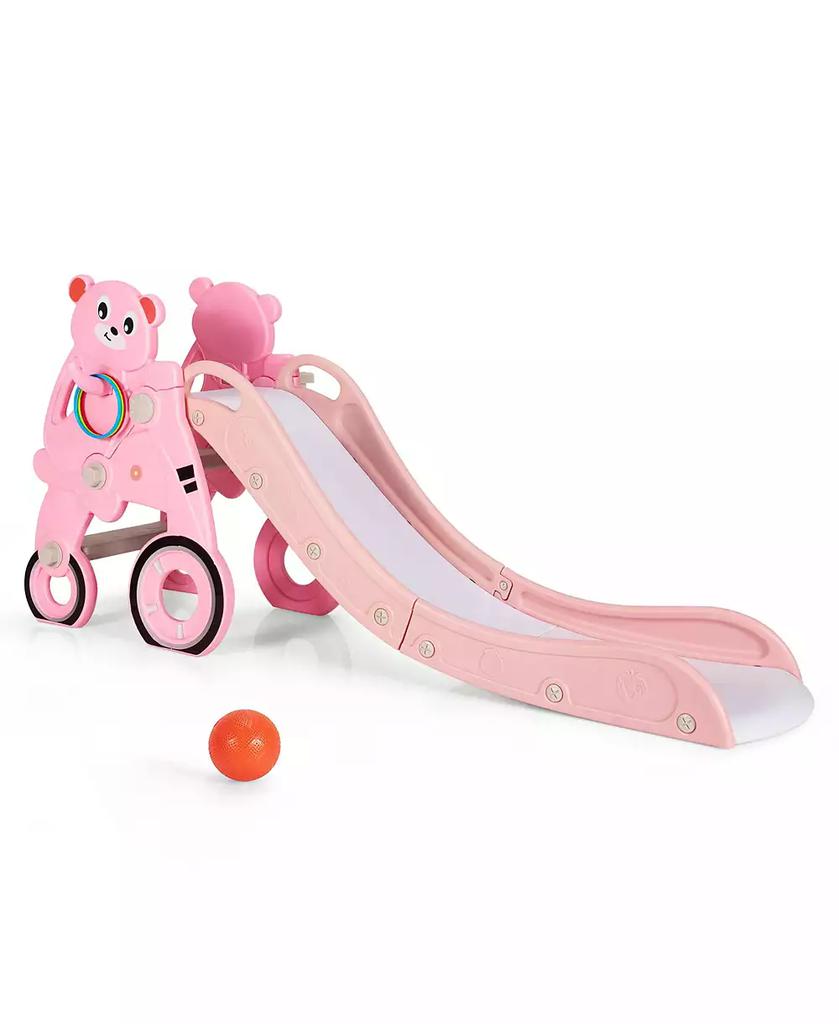Costway 4 in 1 Foldable Baby Slide Toddler Climber Slide PlaySet w/ Ball