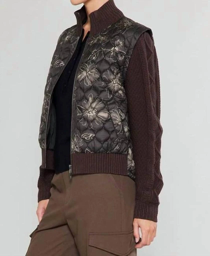 current air Current Air - Floral Quilted Sweater Mixed Media Jacket 3