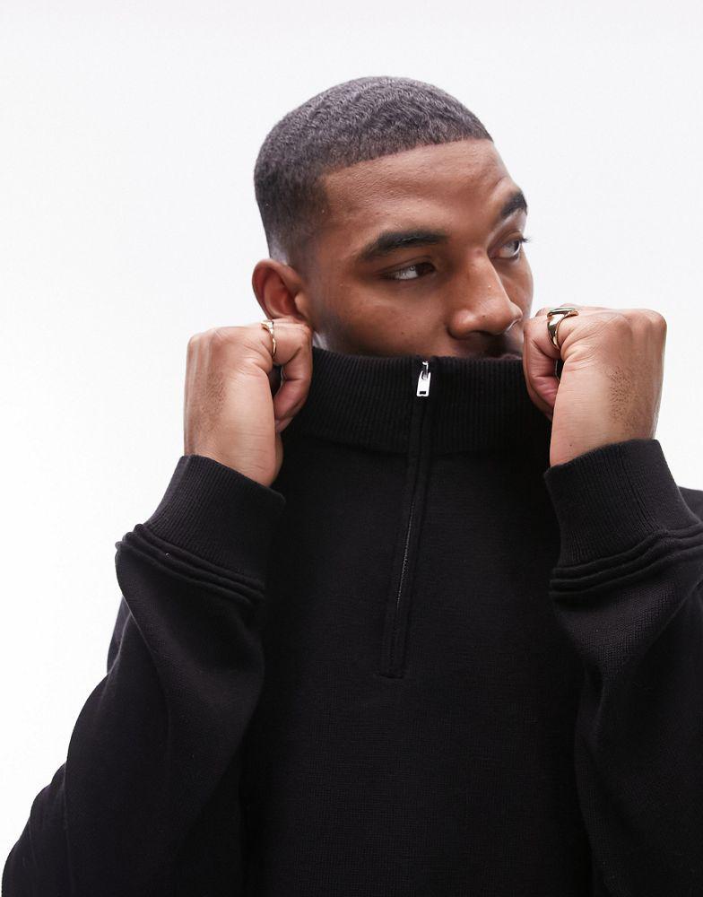 Topman Topman essentials 1/4 zip in black