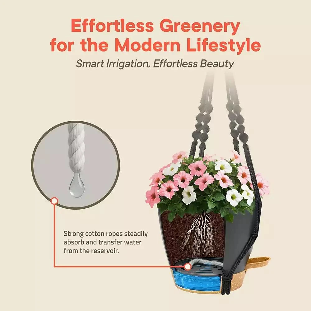 Lifemaster Black Self Watering Pots 20 Pack, Indoor and Outdoor Plant Pots with Wick Rope
Drainage Holes, Easy Watering Lip, Lightweight Plastic Self Watering Planter for Succulents, Houseplants, and Herbs 8