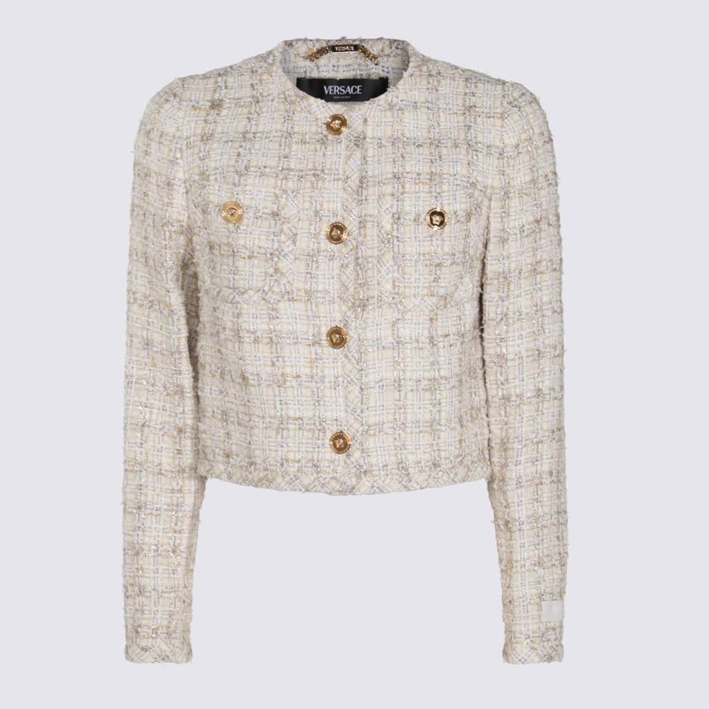 【関税＆送料込み】Versace Biscuit Cotton Casual Jacket Versace Biscuit Cotton Casual Jacket BISCUIT-WHITE 40-IT
