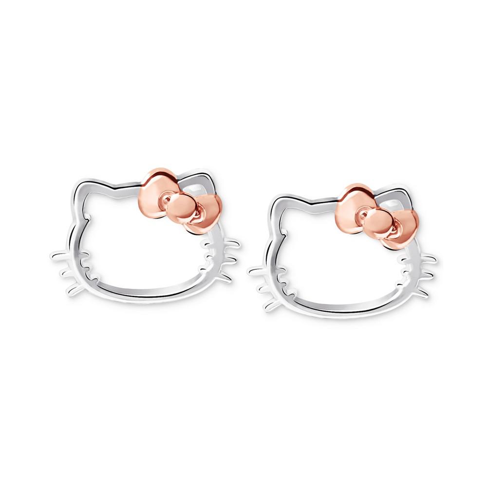 Macy's Hello Kitty Open Stud Earrings in Sterling Silver & 18k Rose Gold-Plate