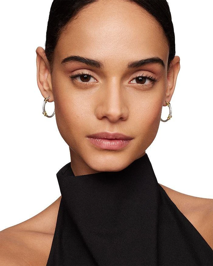 David Yurman Petite Helena Wrap Hoop Earrings in Sterling Silver with 18K Yellow Gold and Diamonds 2