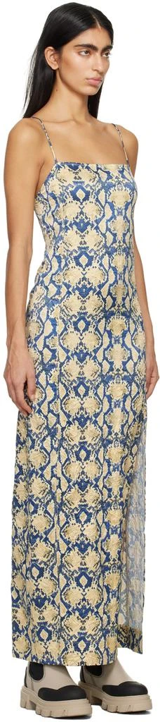 Ganni Blue & Yellow Snake Maxi Dress 2