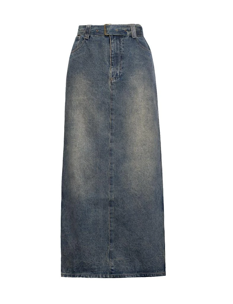 Pixie Market Dirty Denim Belted Maxi Skirt 5