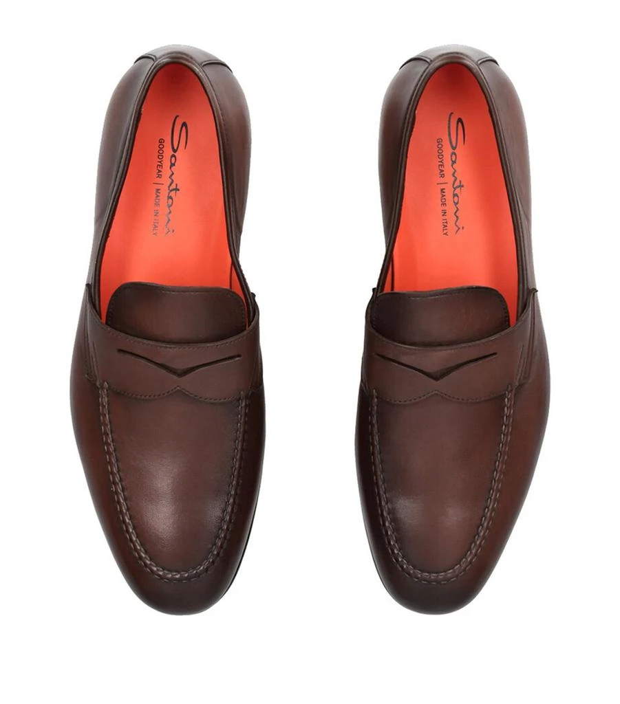 Santoni Leather Carlos Loafers 4