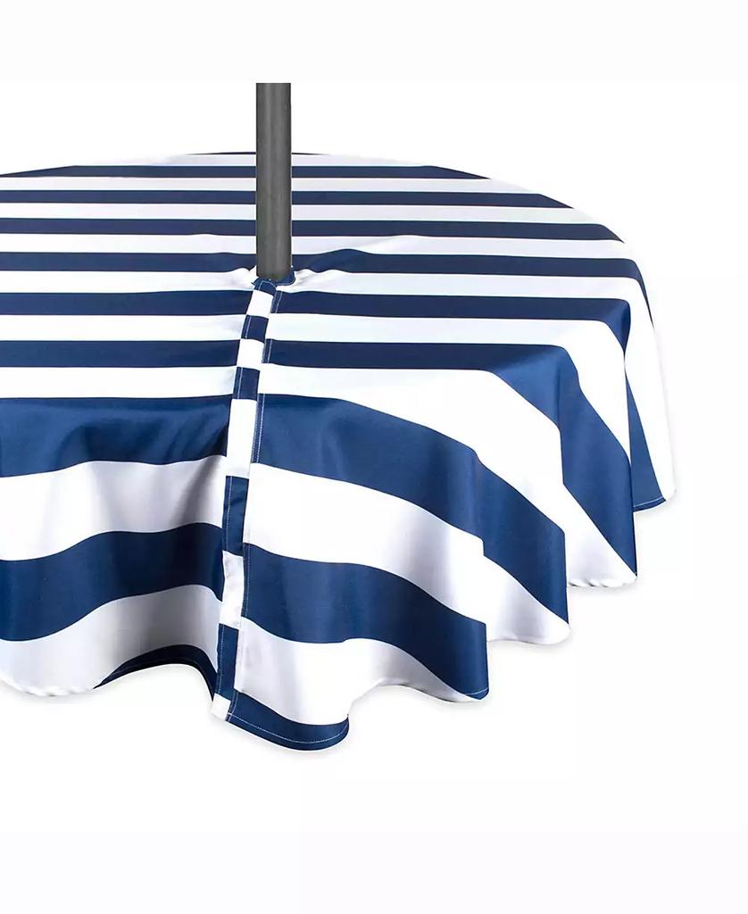 Design Imports Nautical Blue Cabana Stripe Outdoor Table cloth with Zipper 60" Round