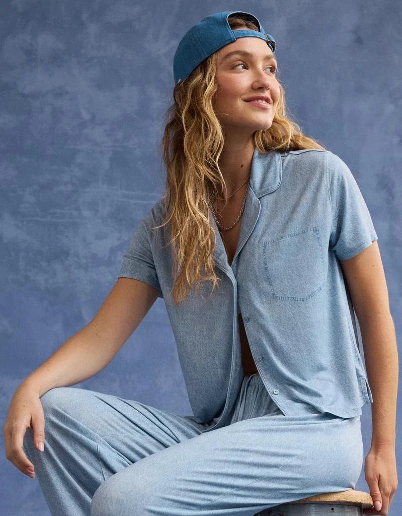 Aerie AE x Aerie Match Made In Denim Real Soft® Short Sleeve Shirt 5