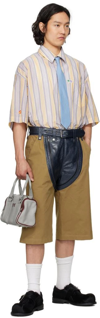 Martine Rose Navy & Khaki Zip Chap Utility Shorts 4