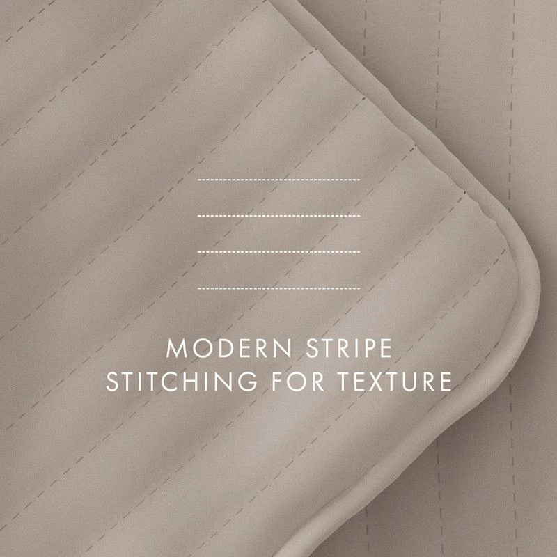 IENJOY HOME Stripes Stitch Latte Quilt Coverlet Set Modern Ultra Soft Microfiber Bedding 3