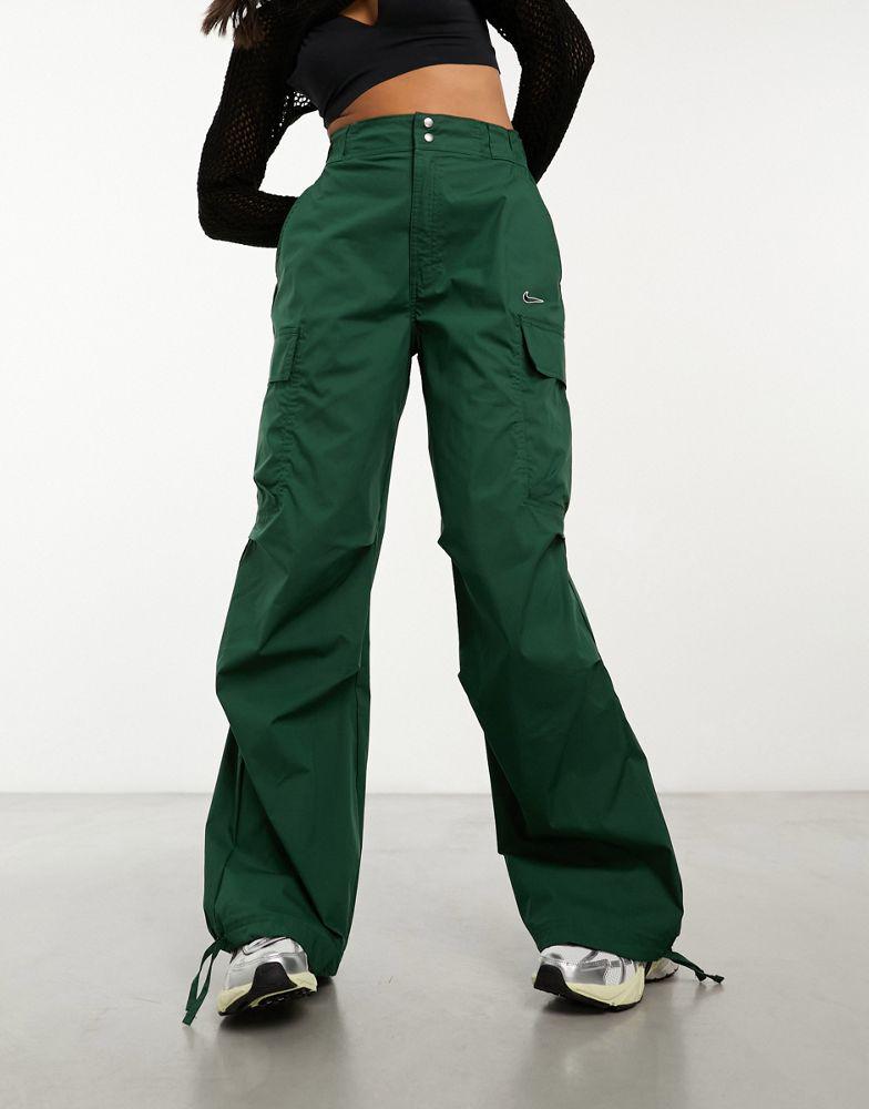 Nike Nike Streetwear woven oversized cargo trousers in dark green