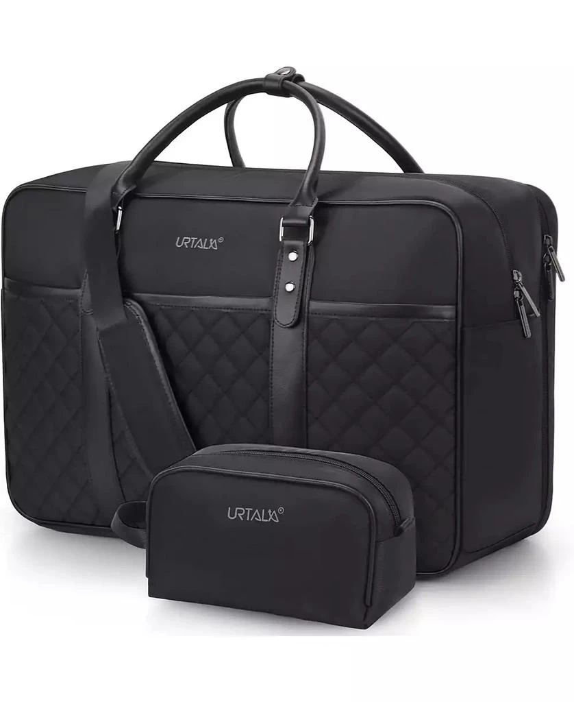 Urtala Travel Duffle Bag for Men, Weekender Bag for Women with Toiletry Bag, Carry On Overnight Bag with 17.3 inch Laptop Compartment (Black)
