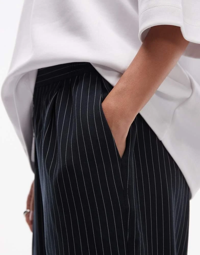 Topshop Topshop contrast stitch pinstripe jogger in navy 2