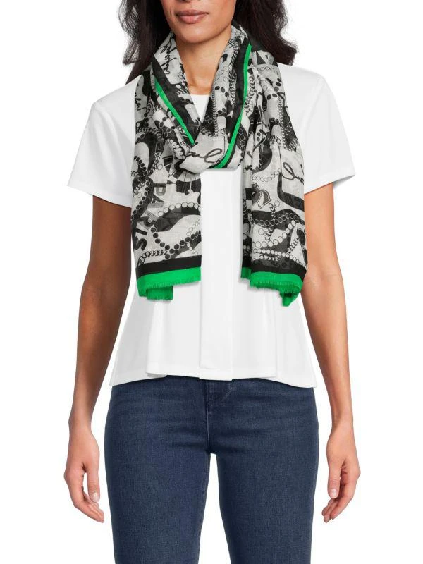 Karl Lagerfeld Paris Pearls & Chain Print Scarf 1