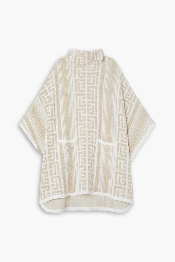 BALMAIN Metallic jacquard-knit poncho 1